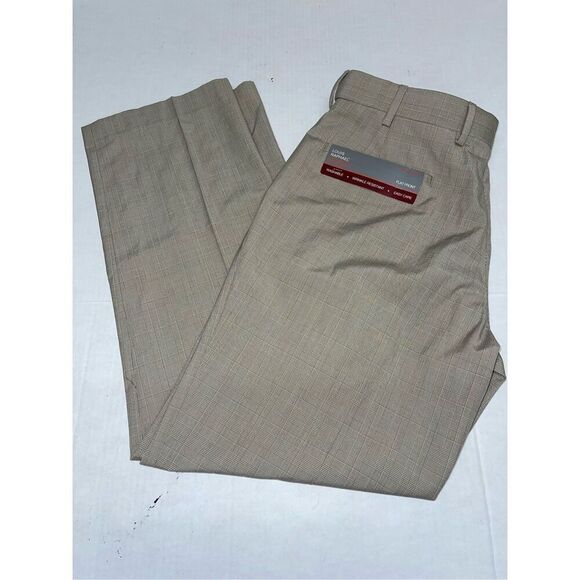 Louis Raphael Rosso Flat Front Straight Fit Men's Dress Pants 32X30 Tan Houndsto - Picture 1 of 7